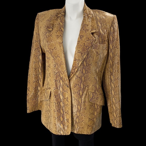 Vintage Jackets & Blazers - Vintage leather snake print textured blazer sz 16